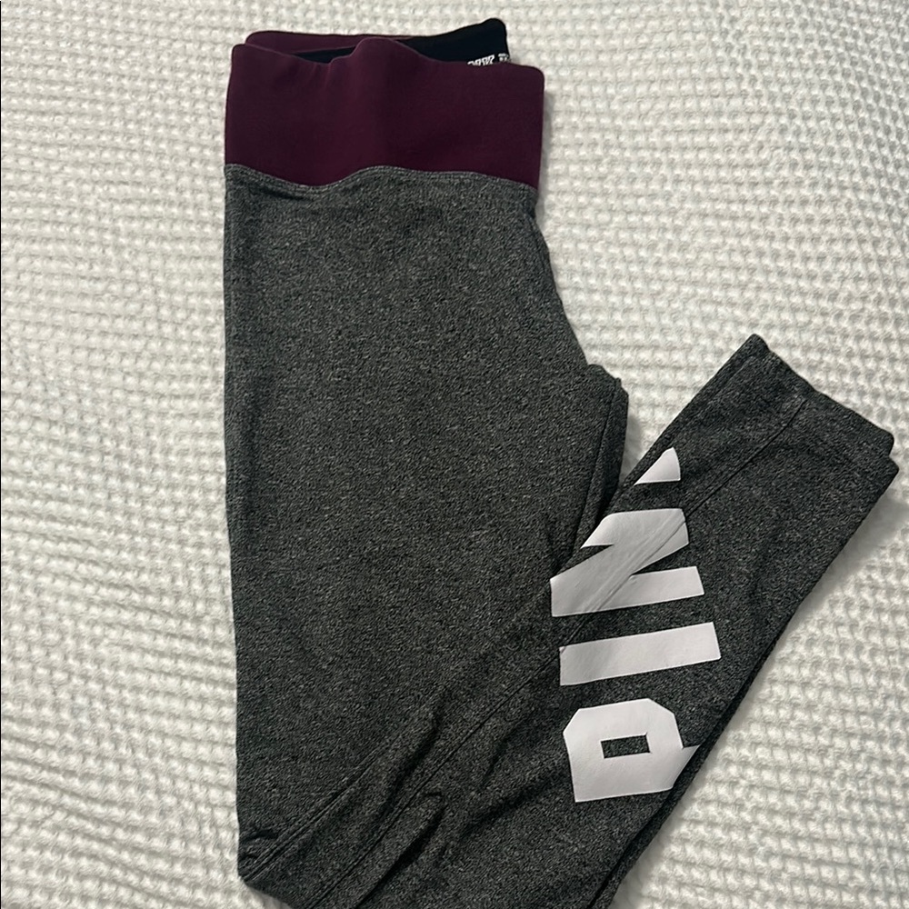 Victoria's Secret Gray and Purple/burgundy Leggings with Stretchy Fabric size s